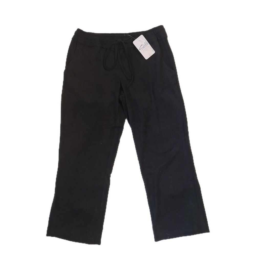 Drew NWT $266 Corey Black Ultra Luxe Ruffle Accent Crop Pants Size M (8-10)